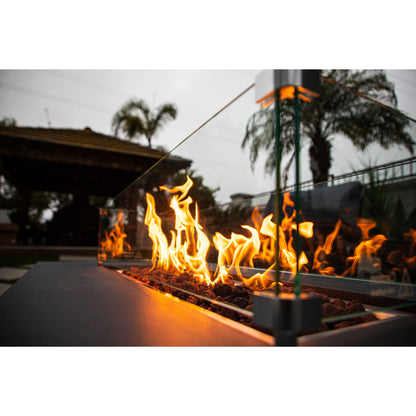 Chelsea Gas Fire Pit Table - 55" Rectangle Concrete | AMS Creations