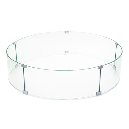 AMS Fire Pit Table Round Glass Wind Guard - 1/4" Thick Glass - Fire Flame Guard