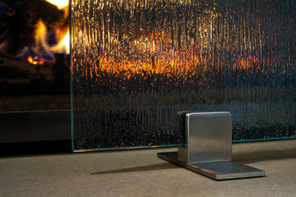 Rain Glass Freestanding Glass Fireplace Screen | AMS Creations