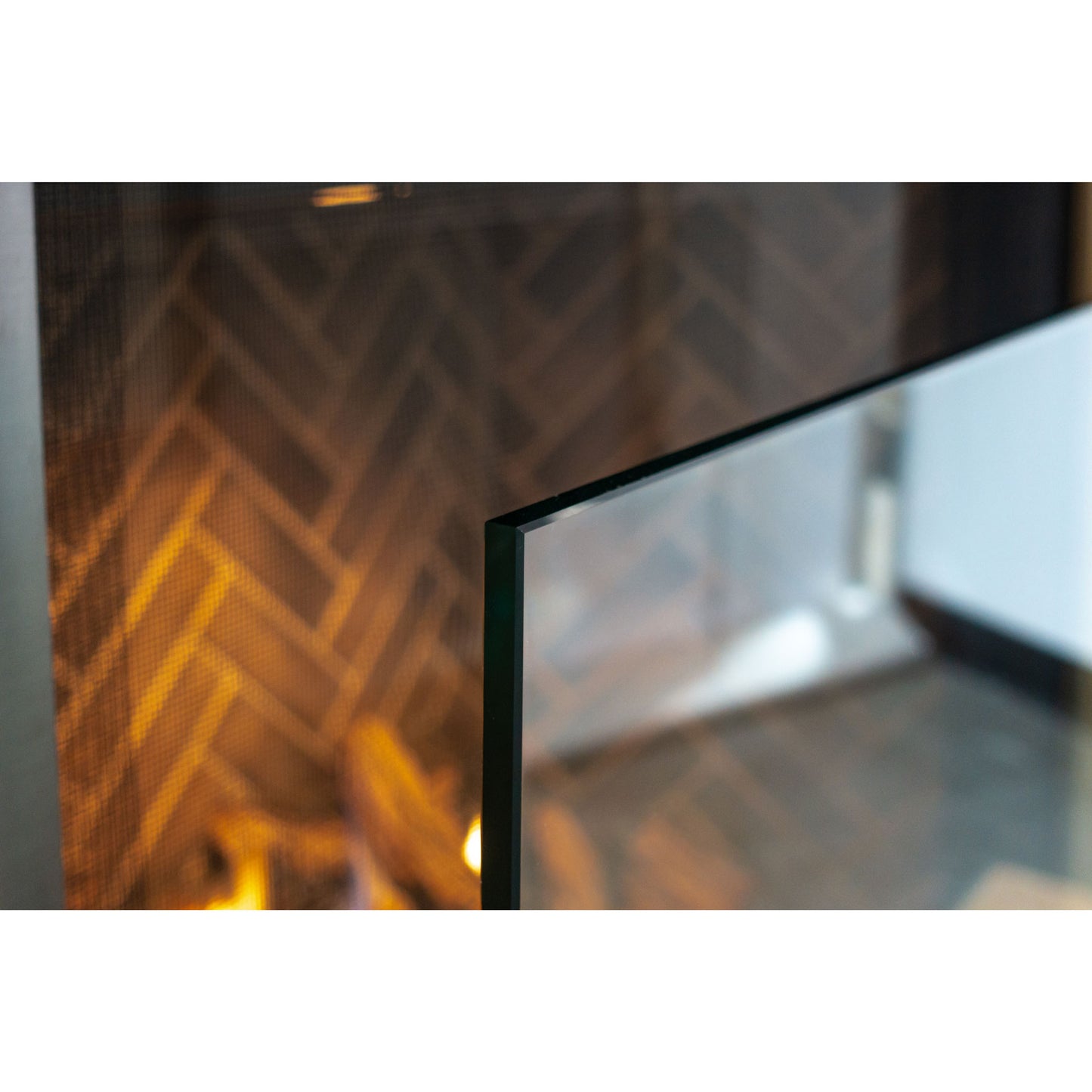 Manhattan Modern Freestanding Glass Fireplace Screen | AMS Creations
