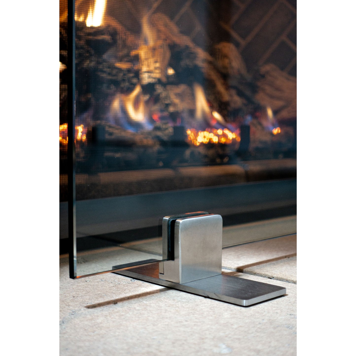 Manhattan Modern Freestanding Glass Fireplace Screen | AMS Creations