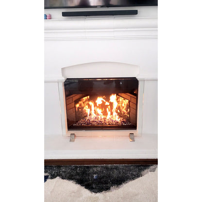 Manhattan Modern Freestanding Glass Fireplace Screen | AMS Creations