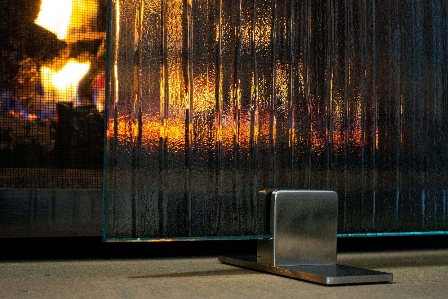 Berman Esto Freestanding Glass Fireplace Screen | AMS Creations