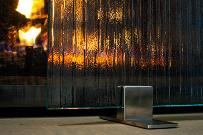 Berman Esto Freestanding Glass Fireplace Screen | AMS Creations
