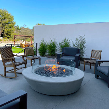 AMS Fire Pit Table Round Glass Wind Guard - 1/4" Thick Glass - Fire Flame Guard