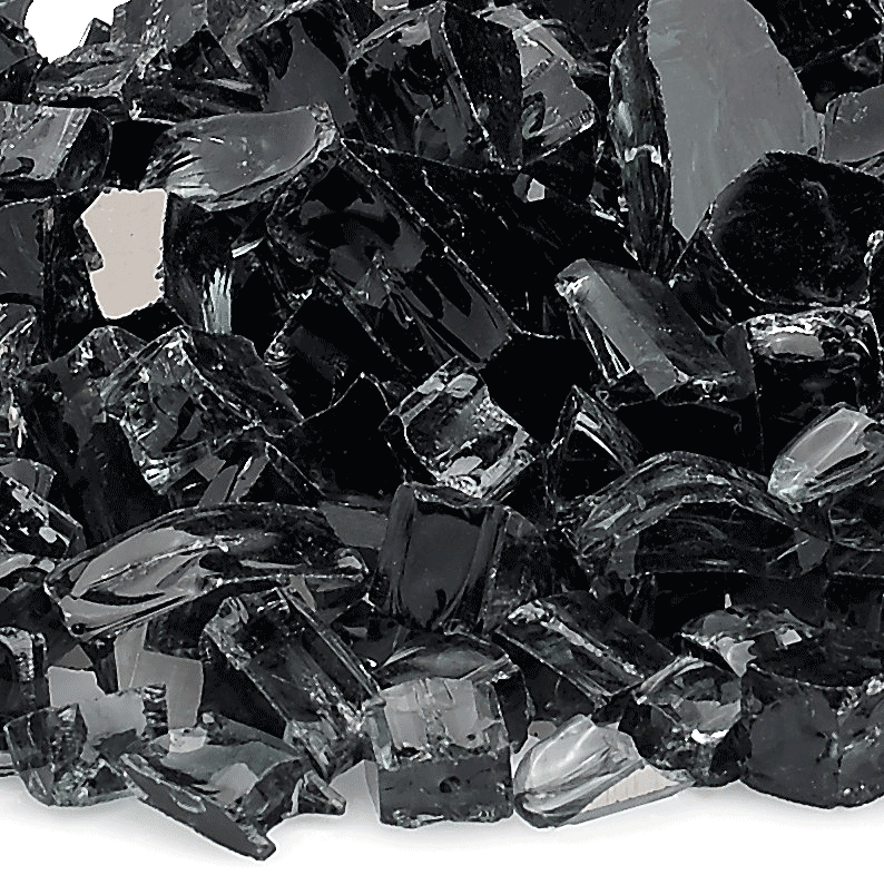AMS 1/2" Black Reflective Crushed Fire Glass - 10 Lbs.