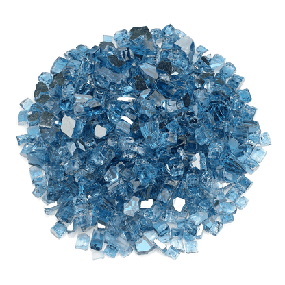 AMS 1/2" Sky Blue Reflective Crushed Fire Glass - 10 Lbs.
