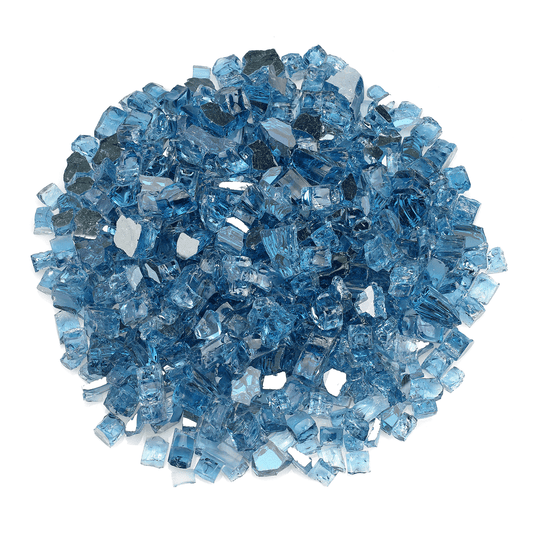 AMS 1/2" Sky Blue Reflective Crushed Fire Glass - 10 Lbs.