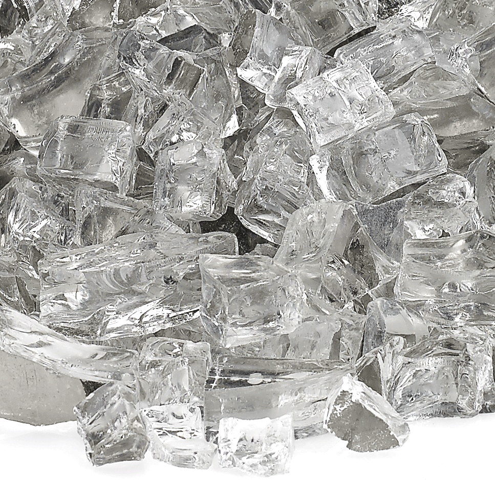 1/2" Silver Reflective Fire Glass - 10lbs | AMS Fireplace