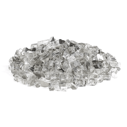 1/2" Silver Reflective Fire Glass - 10lbs | AMS Fireplace