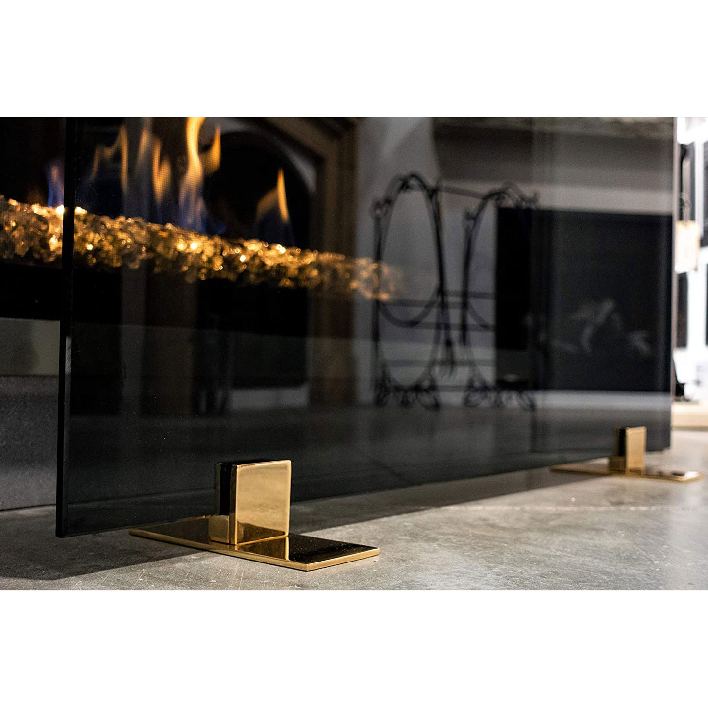Midnight - Modern Free Standing Glass Fireplace Screen